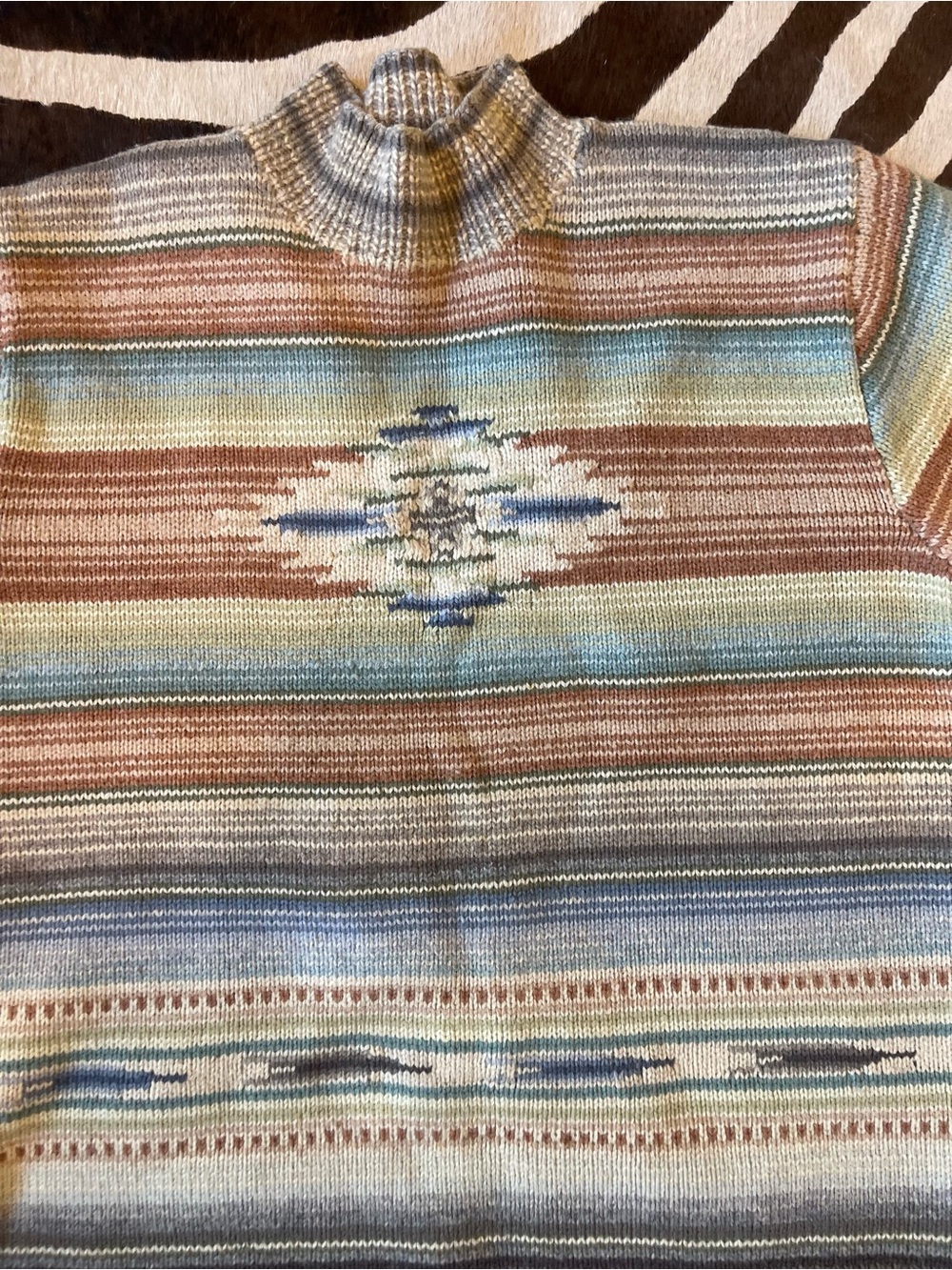 Ralph Lauren Rate Vintage Southwestern Stripe Mock Neck Sweater - Picture 7 of 7
